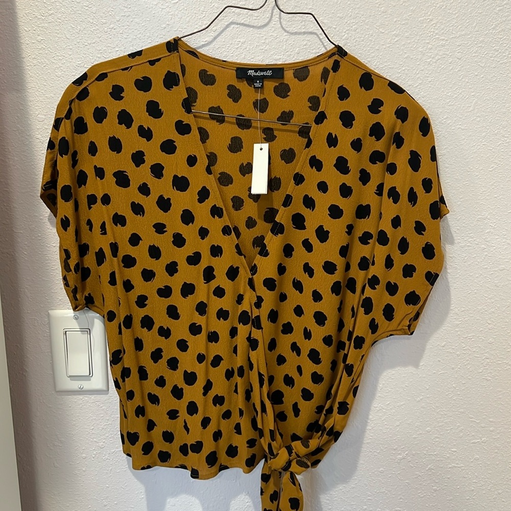 Madewell Sash-Tie Wrap Top in Painted Spots